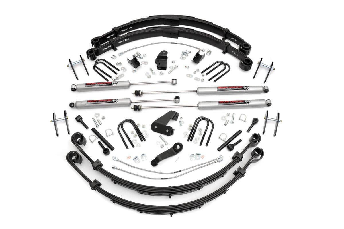 Jeep Wrangler Suspension Lift Kit - Rough Country - 6 Inch Lift Kit + N2-Series + N3 Shock Absorbers - '87-'95